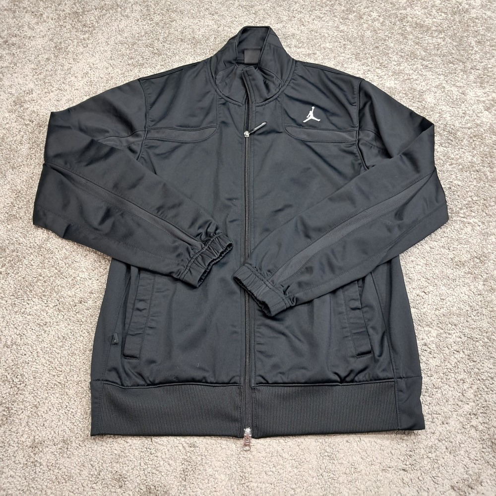 Jordan Mens Full Zip Track Jacket Black Jumpman Mesh Panels Mock Neck M